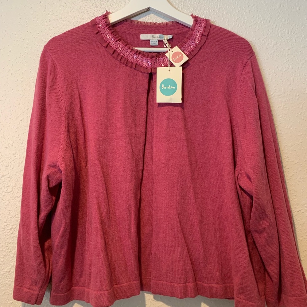 NWT Boden pink embellished cardigan